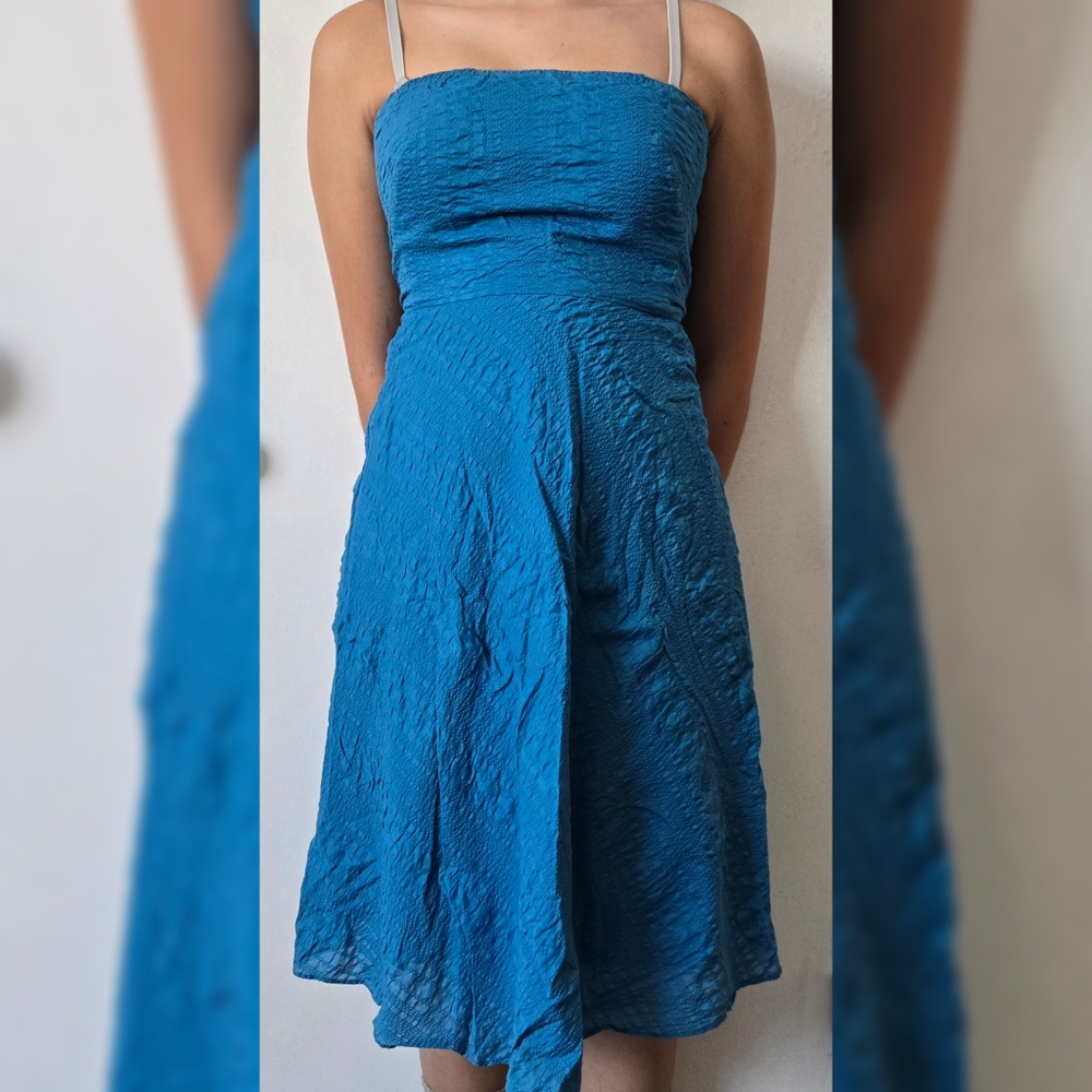 J. Crew Blue Strapless Dress Sz 0P